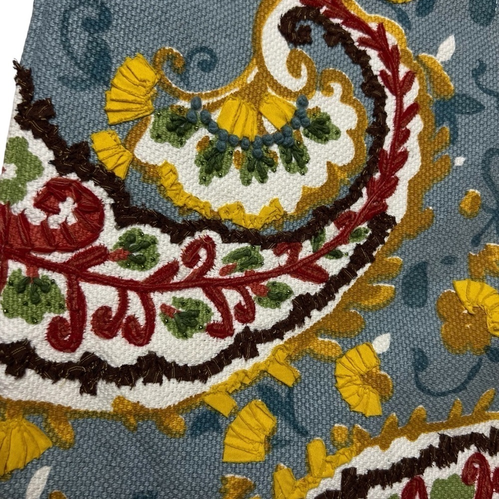Pottery Barn Pillow Cover Paisley Embroidered Beaded Embellished Large 24”x24” - Picture 2 of 10